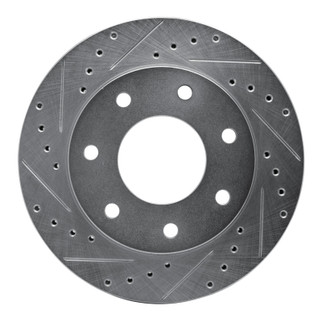 R1 04-08 Ford F-150 RWD Front Left Drilled & Slotted Silver Brake Rotor