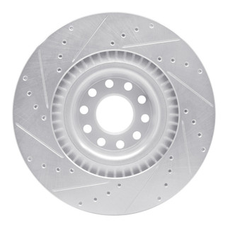 R1 01-03 Audi S8 Front Right Drilled & Slotted Silver Brake Rotor