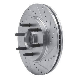 R1 04-08 Ford F-150 RWD Front Right Drilled & Slotted Silver Brake Rotor