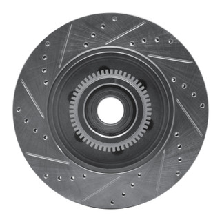 R1 04-08 Ford F-150 RWD Front Right Drilled & Slotted Silver Brake Rotor