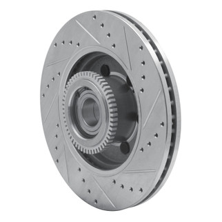 R1 04-08 Ford F-150 RWD Front Left Drilled & Slotted Silver Brake Rotor