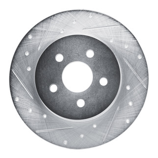 R1 87-91 Chrysler TC Maserati Rear Left Drilled & Slotted Silver Brake Rotor