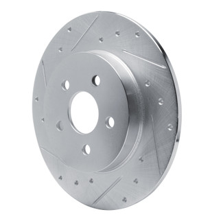 R1 87-91 Chrysler TC Maserati Rear Left Drilled & Slotted Silver Brake Rotor