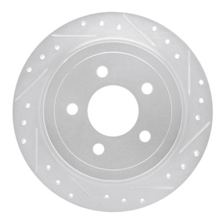R1 03-05 Ford Explorer Sport Rear Right Drilled & Slotted Silver Brake Rotor