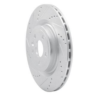 R1 17-20 Jaguar F-Pace Rear Left Drilled & Slotted Silver Brake Rotor