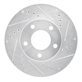 R1 01-07 Ford Escape Front Right Drilled & Slotted Silver Brake Rotor