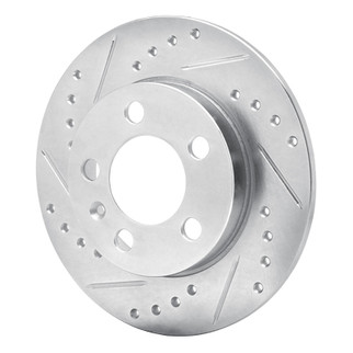 R1 01-06 Audi TT Quattro Rear Left Drilled & Slotted Silver Brake Rotor