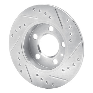 R1 01-06 Audi TT Quattro Rear Left Drilled & Slotted Silver Brake Rotor