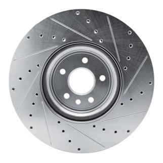 R1 16-24 Jaguar XF Front Left Drilled & Slotted Silver Brake Rotor