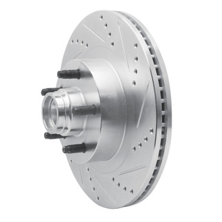 R1 01-05 Ford Explorer Sport Front Right Drilled & Slotted Silver Brake Rotor