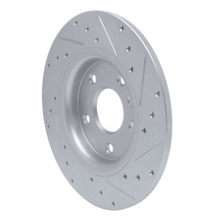 R1 17-25 Chrysler Grand Caravan Rear Left Drilled & Slotted Silver Brake Rotor