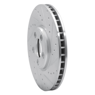 R1 03-05 Jaguar VanDEN PLAS Front Right Drilled & Slotted Silver Brake Rotor