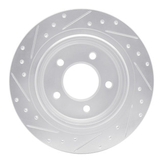 R1 04-08 Chrysler Pacifica Rear Right Drilled & Slotted Silver Brake Rotor