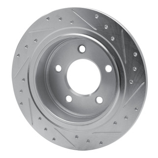 R1 04-08 Chrysler Pacifica Rear Left Drilled & Slotted Silver Brake Rotor