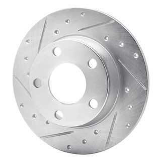 R1 99-05 Audi A6 Quattro Rear Left Drilled & Slotted Silver Brake Rotor