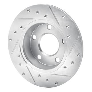 R1 99-05 Audi A6 Quattro Rear Left Drilled & Slotted Silver Brake Rotor