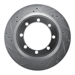 R1 99-04 Ford F-350 Super Duty 4WD Rear Left Drilled & Slotted Silver Brake Rotor