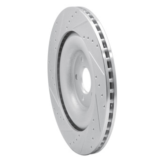 R1 10-24 Jaguar XF Rear Right Drilled & Slotted Silver Brake Rotor