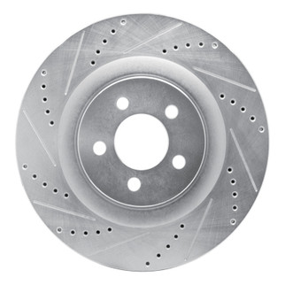 R1 05-23 Chrysler 300 Front Left Drilled & Slotted Silver Brake Rotor