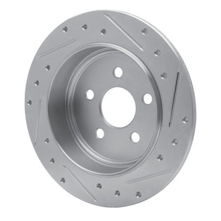 R1 03-10 Chrysler PT Cruiser Rear Left Drilled & Slotted Silver Brake Rotor