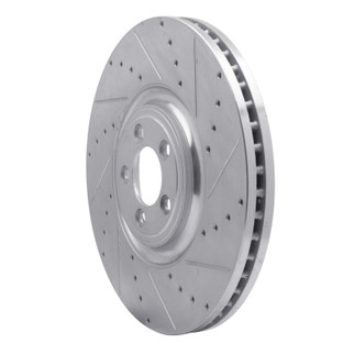R1 10-24 Jaguar XF Front Right Drilled & Slotted Silver Brake Rotor