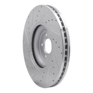 R1 10-24 Jaguar XF Front Right Drilled & Slotted Silver Brake Rotor