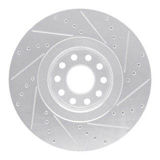 R1 00-03 Audi A8 Front Left Drilled & Slotted Silver Brake Rotor
