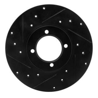R1 76-81 Toyota Celica Front Left Drilled & Slotted Black Brake Rotor