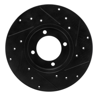 R1 76-81 Toyota Celica Front Left Drilled & Slotted Black Brake Rotor