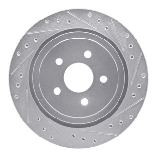 R1 89-95 Chrysler Daytona Rear Right Drilled & Slotted Silver Brake Rotor