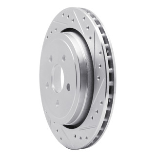 R1 89-95 Chrysler Daytona Rear Right Drilled & Slotted Silver Brake Rotor