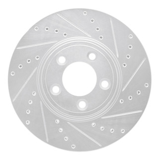 R1 06-08 Jaguar S-Type Front Right Drilled & Slotted Silver Brake Rotor