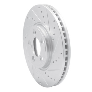 R1 06-08 Jaguar S-Type Front Right Drilled & Slotted Silver Brake Rotor