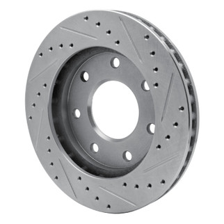 R1 97-04 Ford F-250 4WD (Excl Super Duty) Front Left Drilled & Slotted Silver Brake Rotor