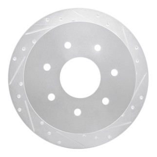 R1 97-04 Ford F-150 RWD Rear Right Drilled & Slotted Silver Brake Rotor