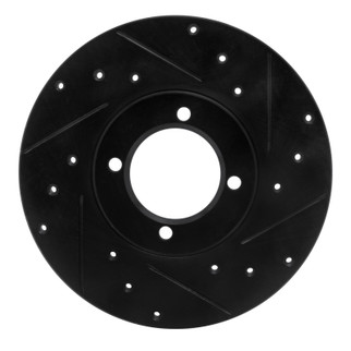 R1 76-81 Toyota Celica Front Right Drilled & Slotted Black Brake Rotor