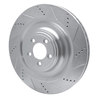 R1 08-09 Jaguar XKR Left Front Drilled & Slotted Silver Brake Rotor