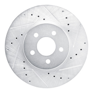 R1 89-95 Chrysler LeBaron Front Right Drilled & Slotted Silver Brake Rotor