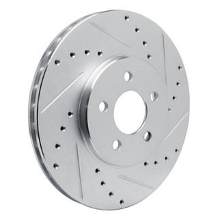 R1 89-95 Chrysler LeBaron Front Right Drilled & Slotted Silver Brake Rotor