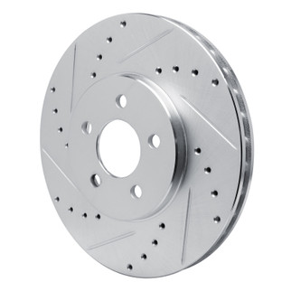 R1 89-95 Chrysler LeBaron Front Left Drilled & Slotted Silver Brake Rotor