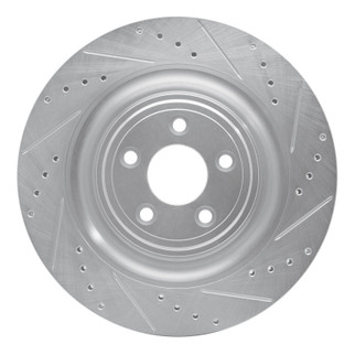R1 08-09 Jaguar XKR Left Rear Drilled & Slotted Silver Brake Rotor