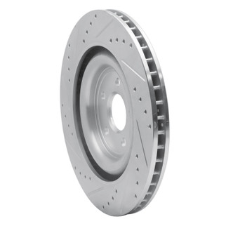R1 08-09 Jaguar XKR Left Rear Drilled & Slotted Silver Brake Rotor