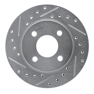R1 81-87 Chrysler Town & Country Front Left Drilled & Slotted Silver Brake Rotor