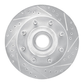 R1 95-04 Ford E-350 Econoline Front Right Drilled & Slotted Silver Brake Rotor