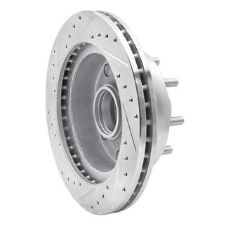 R1 95-04 Ford E-350 Econoline Front Right Drilled & Slotted Silver Brake Rotor