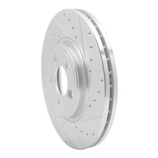 R1 06-10 Jaguar S-Type Front Right Drilled & Slotted Silver Brake Rotor