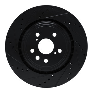 R1 20-25 Lexus RX350h Front Left Drilled & Slotted Black Brake Rotor