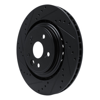R1 20-25 Lexus RX350h Front Left Drilled & Slotted Black Brake Rotor
