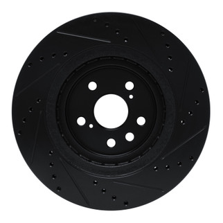 R1 20-25 Lexus RX350h Front Left Drilled & Slotted Black Brake Rotor