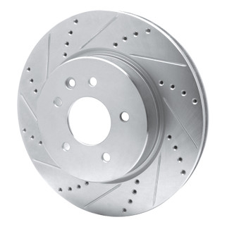 R1 00-06 Jaguar XKR Rear Left Drilled & Slotted Silver Brake Rotor
